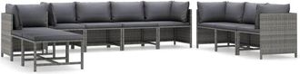 vidaXL Set De Muebles De Jard&iacute;n 10 Pzas Y Cojines Rat&aacute;n Sint&eacute;tico Gris Vidaxl