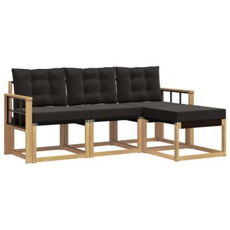 vidaXL Conjunto De Sof&aacute;s De Exterior Con Coj&iacute;n 4 Pcs Blanco Y Negro Vidaxl