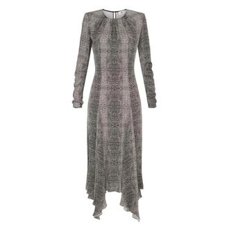 Elisabetta Franchi Jurk van georgette stof met pythonprint - Dames - Casual kleedjes - Grijs - S - Kleedjes