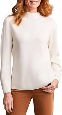 Tribal Long Sleeve Funnel Neck Sweater In Cream