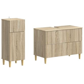 vidaXL Juego De Gabinete De Ba&ntilde;o De 2 Piezas Arnhem Roble Sonoma Vidaxl