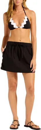 Seafolly Cotton Blend Cover-Up Miniskirt in Black at Nordstrom, Size X-Large