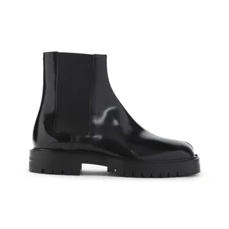 Maison Margiela Polished Leather Boots With Distinctive Split-Toe Design