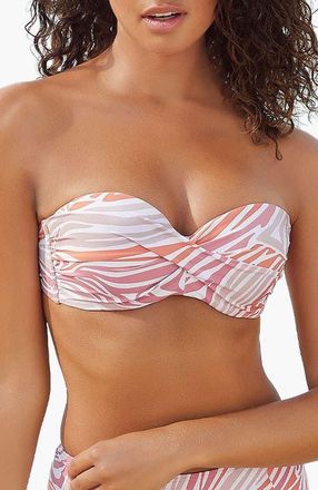 Lascana Womens Zebra Print Bandeau Bikini Top Size 32DD in Orange Multi at Nordstrom