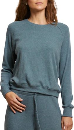 perfectwhitetee Cooper Brushed Waffle Crew Sweatshirt In Slate