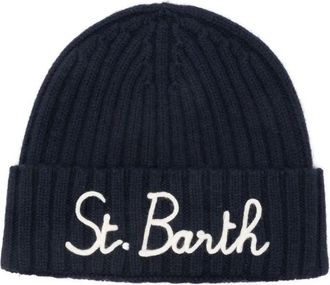 MC2 Saint Barth Wengen embroidered beanie - men - Cashmere/Wool/Viscose/Polyamide - One Size - Blue