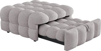 STILVORA Banqueta Convertible 1 Plaza 2-en-1 En Tejido Teddy Con Reposapi&eacute;s, Asiento Acolchado Suave Y Ahorro De Espacio, Gris