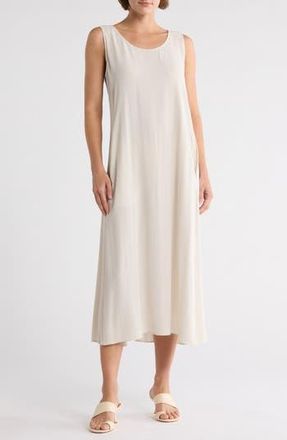 Eileen Fisher Scoop Neck Sleeveless Silk Dress in Bone at Nordstrom Rack, Size X-Large