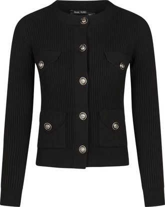 Marc Aurel Rievota gebreid vest met decoratieve knopen - Dames - Vesten - Zwart - XS - Truien & Vesten