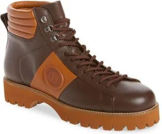 Valentino Garavani V-Logo Leather Combat Boot in Combat Brown at Nordstrom, Size 41
