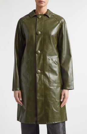 Maison Margiela Faux Leather Coat in Forest Green at Nordstrom, Size 40