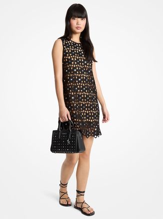 Michael Kors Mirror Embellished Floral Crochet Dress