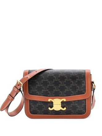 Celine Triomphe Triomphe Coated Canvas Medium shoulder bag - Brown