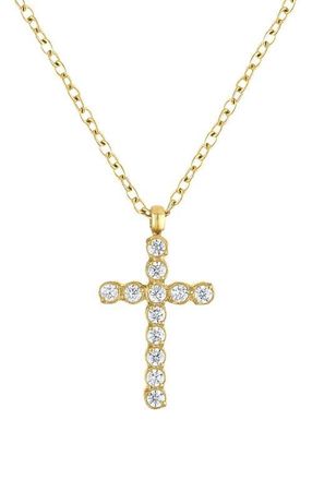 BEN ONI Dainty Bezel Cubic Zirconia Cross Necklace in Gold at Nordstrom