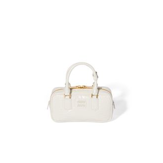 Miu Miu Arcadie Crocodile Embossed Calfskin Bag, Woman, White