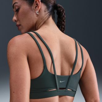 Nike Womens Zenvy Strappy Light-Support Padded Sports Bra in Green | DO6608-391