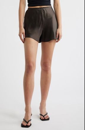 Reformation Gale Silk Shorts in Black Pearl at Nordstrom, Size X-Small