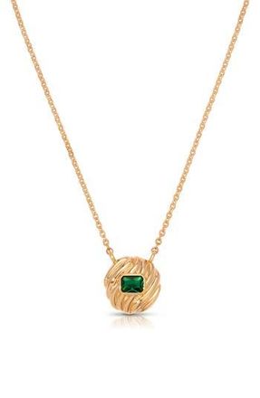 Ettika Textured Baguette Disc Necklace in Green at Nordstrom Rack