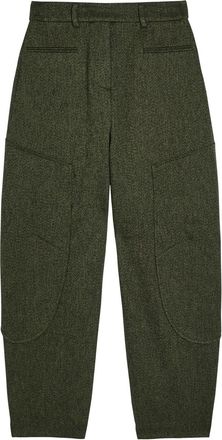 Ganni Mouline Cotton-blend Trousers - Dark Green - 38 (UK10 / S)