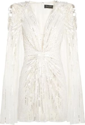 Jenny Packham Lady Love mini-jurk verfraaid met pailletten - Wit