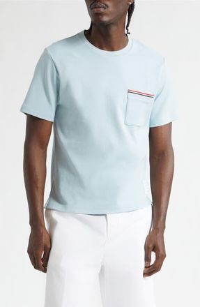 Thom Browne RWB Cotton Pocket T-Shirt in Light Blue at Nordstrom, Size 5