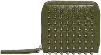 John Richmond Compacte Portemonnee met Ritssluiting en Metalen Studs - Dames - Portefeuilles - Groen - ONE Size - Accessoires