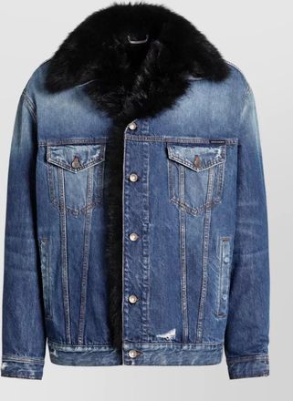 Dolce & Gabbana cotton faux fur trim denim jacket