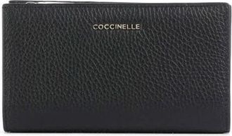 Coccinelle Metallic Soft Portemonnee - Dames - Portefeuilles - Zwart - ONE Size - Leer - Accessoires