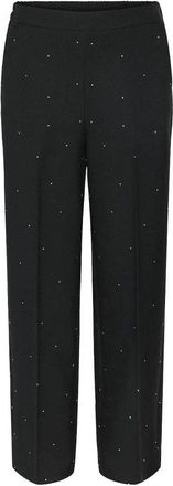 Pieces Wijde broek, hoge taille met strass