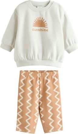 Next Sunshine Sweatshirt & Print Pants Set in Orange Multi at Nordstrom, Size 9-12M