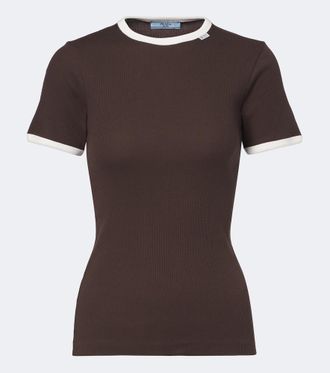 Prada Ribbed-knit cotton T-shirt
