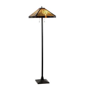 Chloe Lighting INNES Tiffany-style 2 Light Mission Floor Lamp 18 Shade