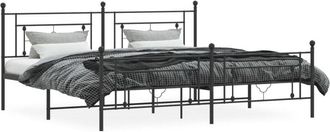 vidaXL Vidaxl - Estructura cama sin colchón con estribo metal negro 193x203 cm
