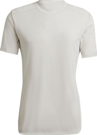 adidas Mens adidas Solid Color Back Round Neck Sports Short Sleeve White T-Shirt HJ9775