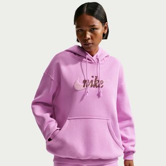 Nike Womens Nike Sportswear Phoenix Fleece Oversized Logo Hoodie in Purple | IM9643-503