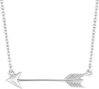 Tresorra Sterling Silver Sideways Arrow Necklace