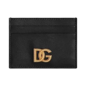 Dolce & Gabbana Wallets & Cardholders, female, Black, Size: ONE SIZE Woven logo card holder