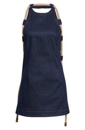 Monse Rope Trim Denim A-Line Minidress in Dark Indigo at Nordstrom, Size 10