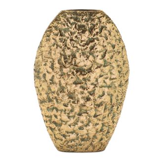 Melrose International Distressed Flat Metal Vase (Set of 2) - Gold