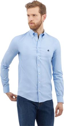 Brooks Brothers Regular Fit Non-Iron Stretch Katoenen Overhemd met Button-Down Kraag - Heren - Casual Overhemden - Blauw - L - Katoen - Overhemden