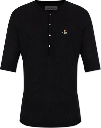 Vivienne Westwood Sailor Henley T-shirt - Heren - T-shirts - Zwart - L - Leer - Tops