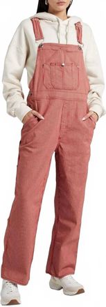 Rag & Bone Striped Twill Overalls In Red