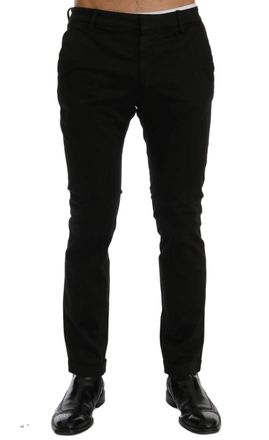 Costume National Black Slim Fit Cotton Stretch Mens Pants