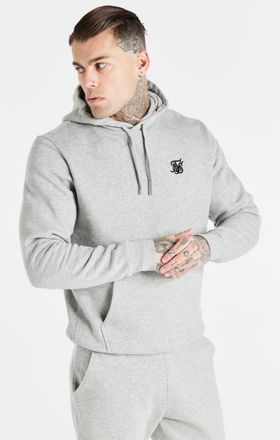 Siksilk Sudadera con capucha esencial gris jaspeado para hombre SikSilk M