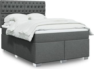 vidaXL Vidaxl - Cama Box Spring Con Colch&oacute;n Tela Gris Oscuro 140x190 Cm
