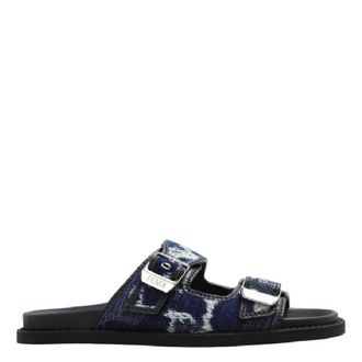 Fendi Engraved Logo Denim Slides, Brand Size 7 (US Size 8)