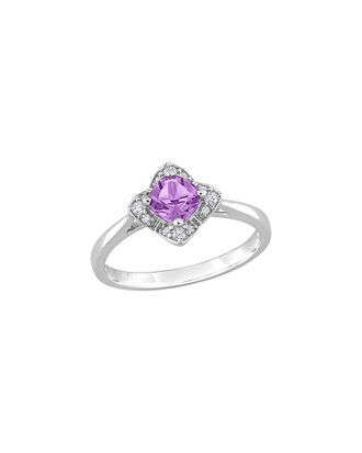 Rina Limor Silver 0.71 ct. tw. Diamond & Amethyst Halo Ring