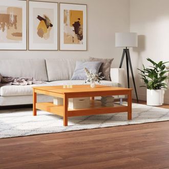 vidaXL Mesa De Centro Madera Maciza De Pino Marr&oacute;n Cera 100x100x40 Cm Vidaxl