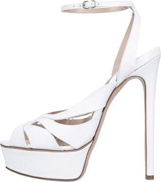 Casadei Leren Sandalen - Dames - Sandalen met hakken - Wit - 37 EU - Leer - Schoenen