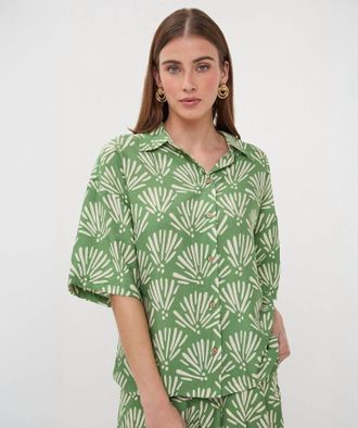 Esqualo Tropical Blouse In Green